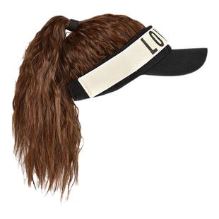 高马尾空顶全头套式女士化疗后光头带假发帽子连帽烫一体固定神器