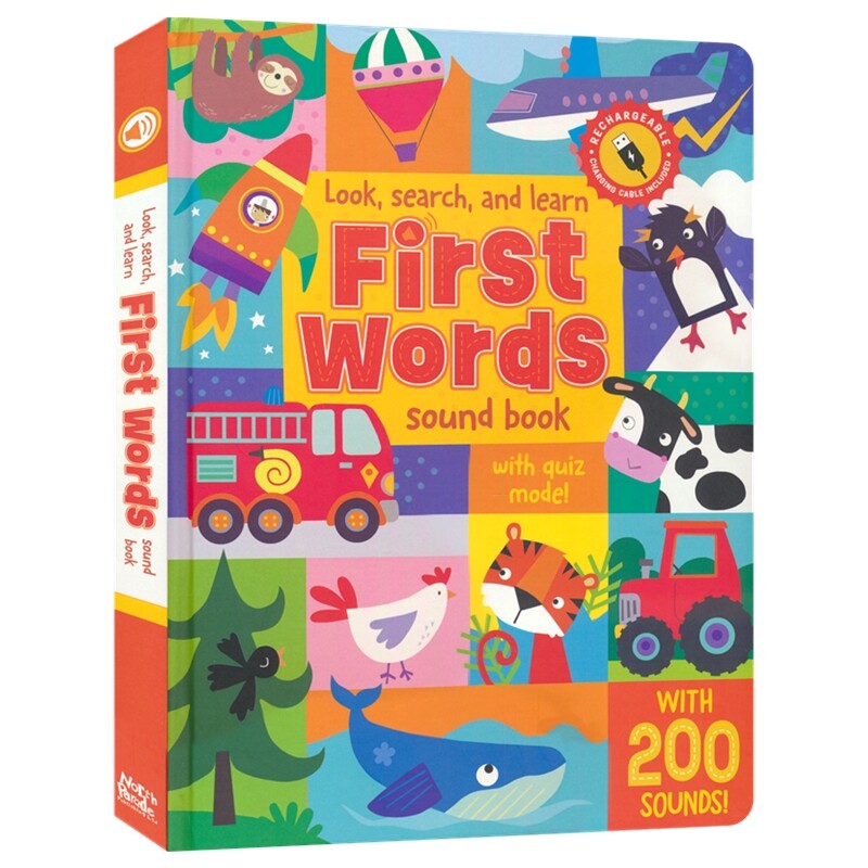 Look, Search, and Learn First Words Sound Book 英语启蒙单词发声书 词汇学习 数字 颜色 英文早教 事物认知 英文原版进口图书