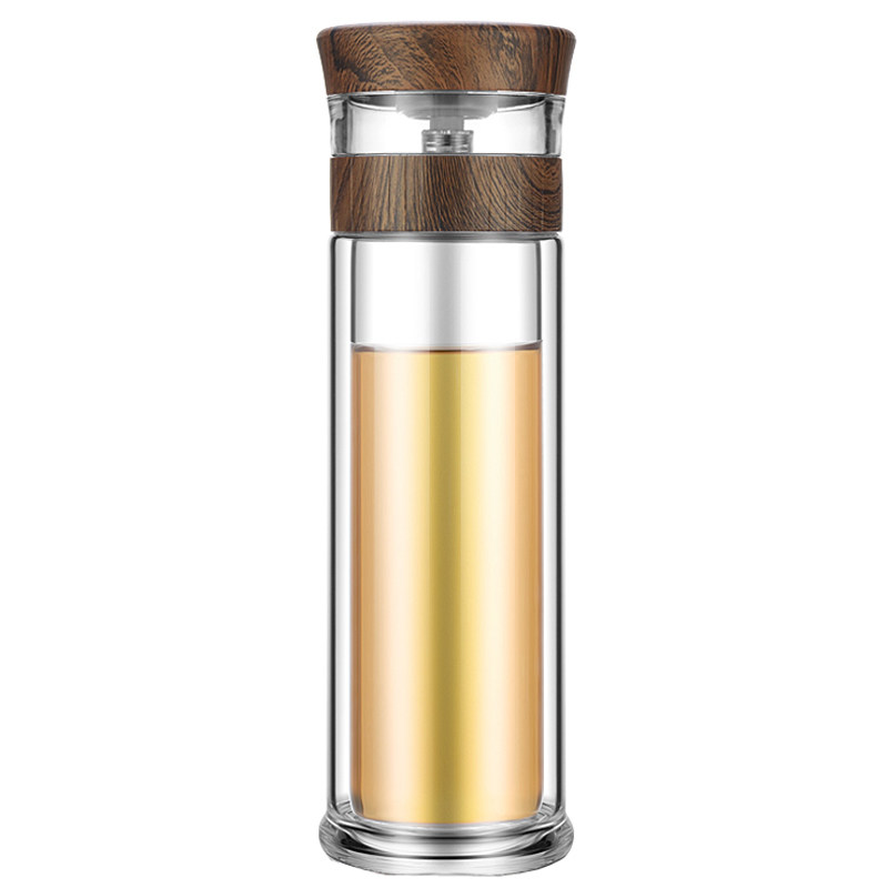绿珠茶水分离泡茶杯过滤大容量耐热便携随手杯双层隔热办公玻璃杯