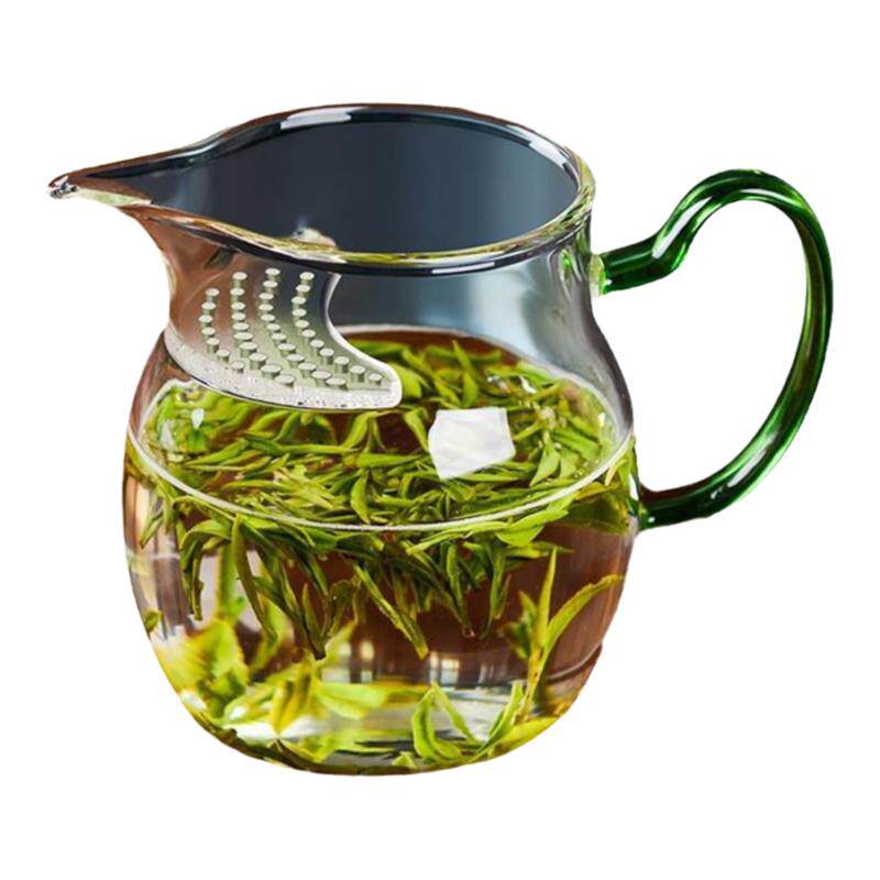加厚玻璃月牙公道杯茶漏一体大容量分茶器绿茶泡茶壶过滤茶具高档