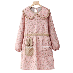 长袖帆布纯棉围裙新款洋气家用厨房做饭罩衣女新款冬季工作服围腰