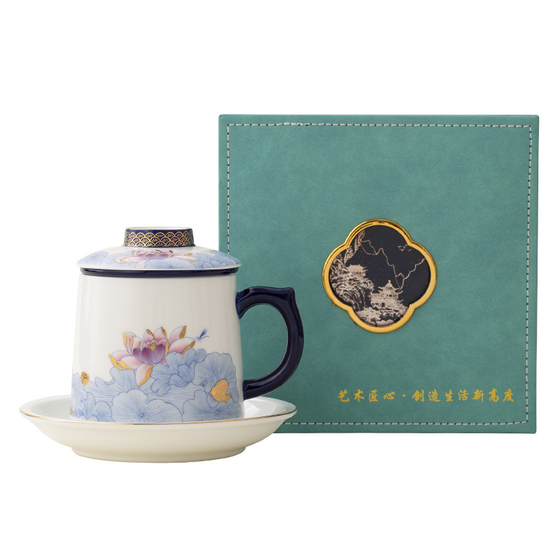 故宫茶杯带盖陶瓷办公杯