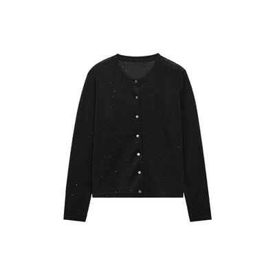 GOLDEN BARRY26春经典温柔细闪软糯圆领针织开衫242280