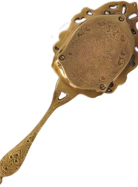 欧式风黄铜便携随身公主手持镜子