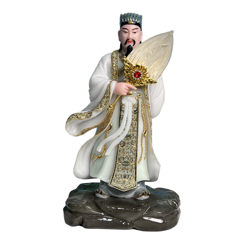 仿汉白玉诸葛卧龙八卦神像摆件