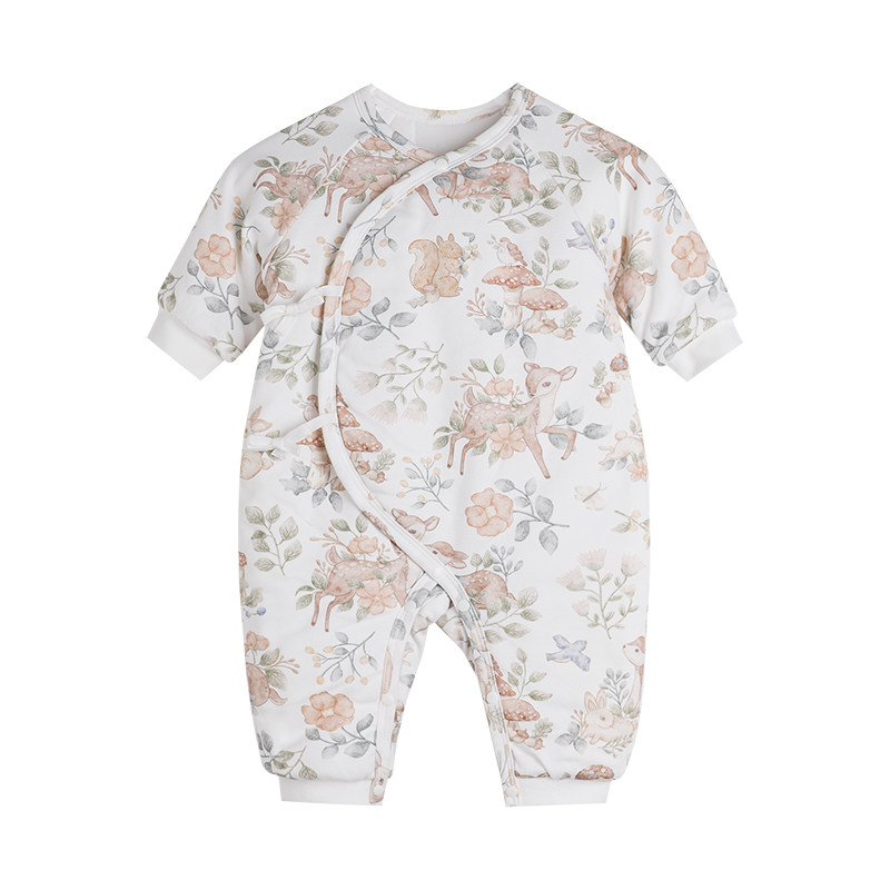 夹棉婴儿连体衣宝宝四季纯棉加厚衣服哈衣和尚服棉服连身衣爬爬服