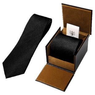 UGO意大利原装纯黑色真丝领带男气质正装百搭高级生日礼物轻奢