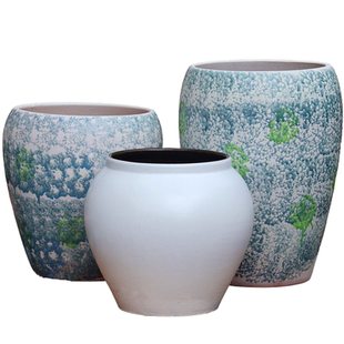 复古大号陶瓷花盆粗陶大口绿植多肉盆庭院造景家用盆栽三角梅盆