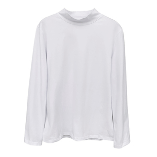 纯白色中领半高领德绒打底衫女长袖秋冬百搭棉质修身加绒内搭上衣