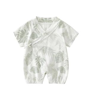 婴儿衣服夏季薄款纱布连体衣初生男宝宝夏装短袖短裤外出服女夏天