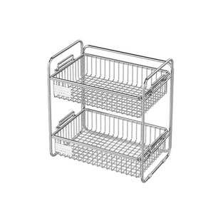 客厅桌面零食收纳筐家用不锈钢置物架双层杯架厨房水果蔬蔬收纳篮