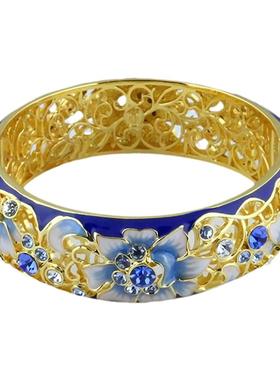 民族风女镂空镀金景泰蓝手镯珐琅