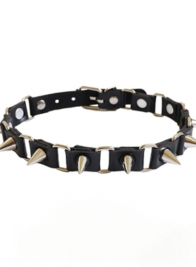 拼接黑色铆钉颈圈项链亚文化配饰