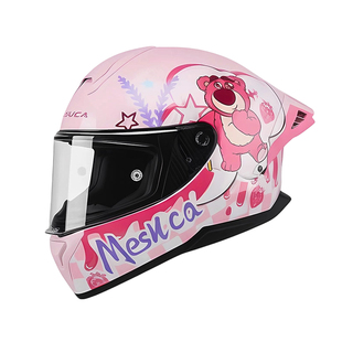 麦斯卡摩托车头盔女3c联名草莓熊库洛米机车全盔大尾翼高颜值防雾