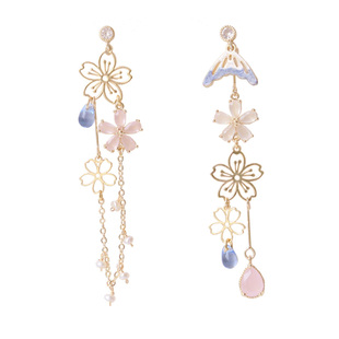 SU苏家 雪山之下 设计师款不对称樱花银针耳钉少女超仙显瘦耳夹