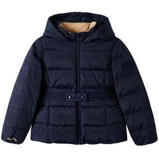 【90%羽绒】elandkids衣恋童装女童羽绒服冬季学院风刺绣连帽外套