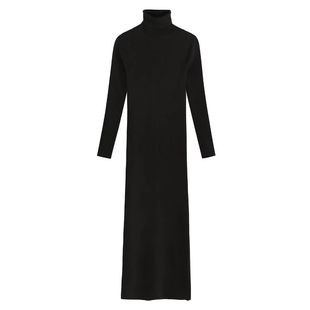 加绒加厚冬款连衣裙女长款配大衣高领保暖内搭打底长裙过膝毛衣裙