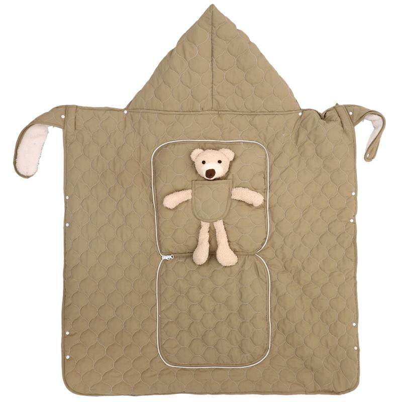 宝宝秋冬外出防风斗篷婴儿推车盖毯挡风被披背带腰凳靠枕加厚保暖