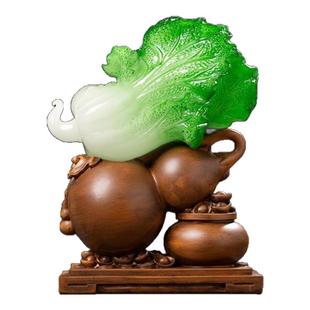 招财玉白菜摆件客厅装饰工艺品电视柜隔断柜摆饰家居饰品新家入住