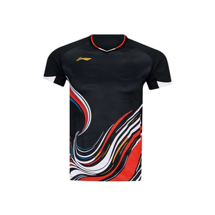 李宁羽毛球服国青队同款速干透气t恤中国风大赛训练专业上衣服