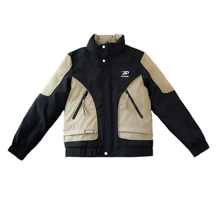 冬季小码潮流立领棉衣男矮个子XS码修身拼色保暖外套短款棉服160