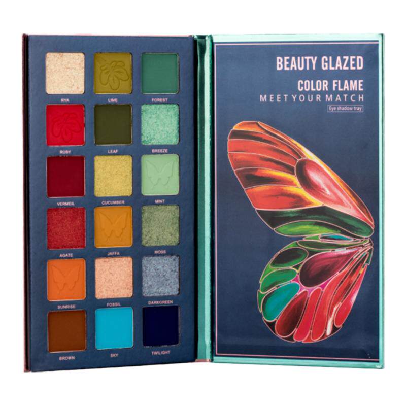 正品beauty glazed蝴蝶眼影18色彩虹眼影冷暖色调眼影盘舞台妆ins