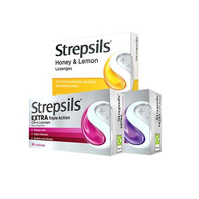 使立消Strepsils英国原装黑加仑特效润喉糖速效缓痛舒缓刀片嗓