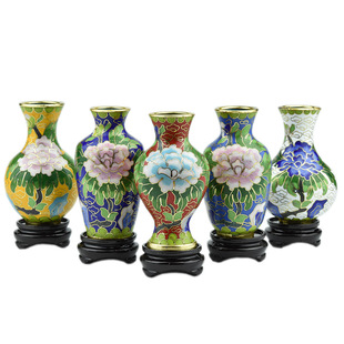 北京景泰蓝花瓶3寸套五瓶铜胎掐丝珐琅花插博古架摆件出国办公礼