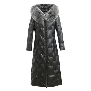 2025冬季海宁真皮羽绒服女中长款修身韩版新款绵羊皮大衣皮草外套