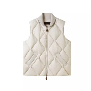 老钱 过万级高奢 克轻面料+90鸭绒 秋冬男士针织拼接羽绒马甲背心