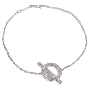 法国小Q镶钻手链女轻奢小众玫瑰金纯银925满钻猪鼻子手环手镯个性