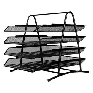 得力网状文件座四层资料篮文件架三层整理置物架收纳框架金属档案框办公桌面资料架文件篮筐文件柜盘