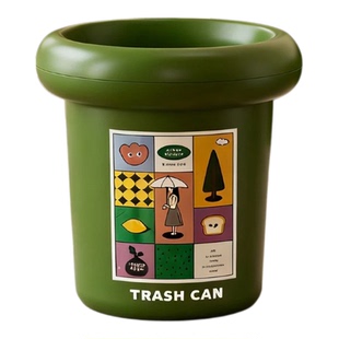 中古风垃圾桶家用客厅厨房轻奢大容量双层高颜值卧室垃圾桶大敞口