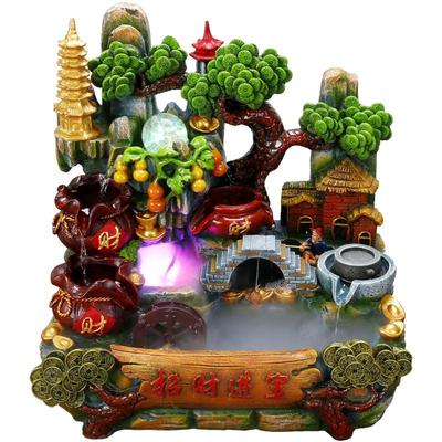 风水轮假山流水喷泉礼物高山循环水生财招财进宝开业高档水车摆件