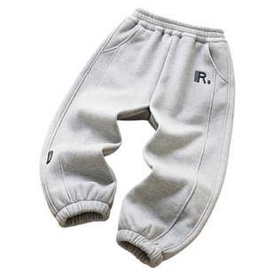 男童一体绒运动裤2026冬季中大童羊毛蚕丝裤子儿童加绒长裤6529