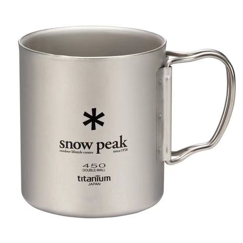 snow peak日本雪峰山女渔联名户外露营纯钛水杯可折叠便携咖啡杯