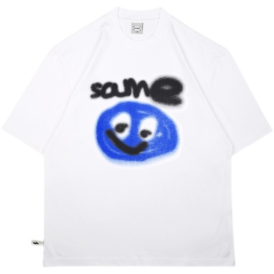 泪珠潮牌百搭小领口印花短袖t恤