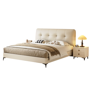 馨佰利真皮床1米8主卧双人床2026新款家居卧室大床可储物功能皮床