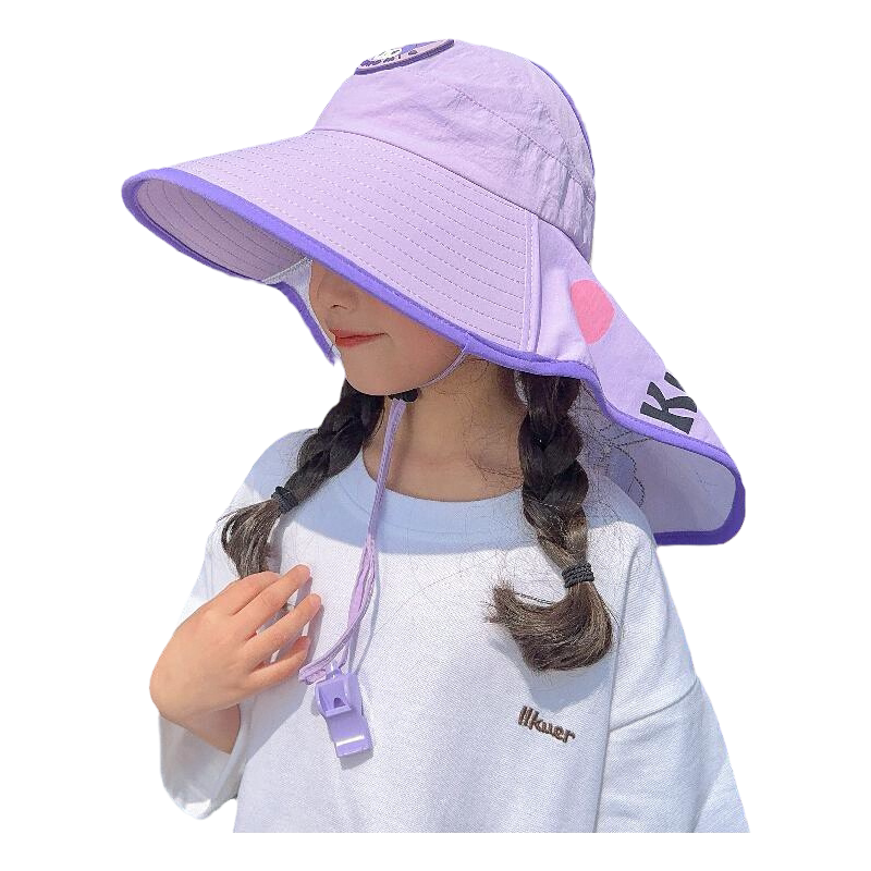 儿童披肩防晒帽子大帽檐2026新款可折叠宝宝遮阳渔夫帽女童太阳帽