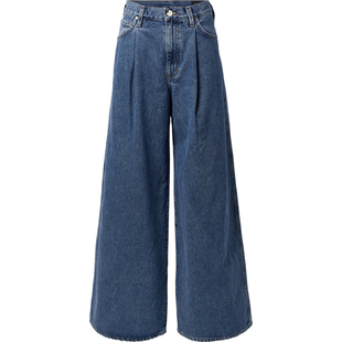 【折扣】GOLDSIGN 简约休闲高腰棉质褶裥阔腿牛仔裤