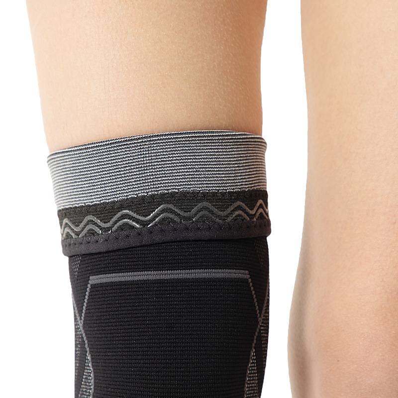 运动加长护膝针织尼龙提花护腿羽毛球硅胶护膝套健身篮球防滑护膝