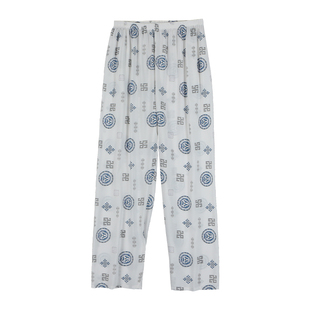 棉绸睡裤男夏宽松薄款加肥加大码人造棉裤子中老年纯色休闲家居裤