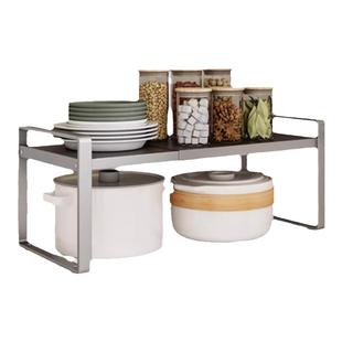 可伸缩厨房分层置物架台面双层收纳架家用厨柜内下水槽调料瓶架子