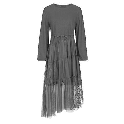 s.deer网纱蕾丝灯笼袖连衣裙