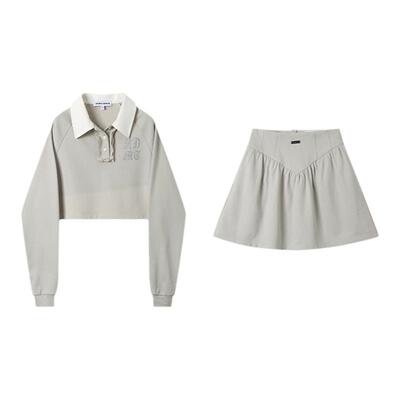 ANDREAMARTIN灰色拼接上衣/半裙