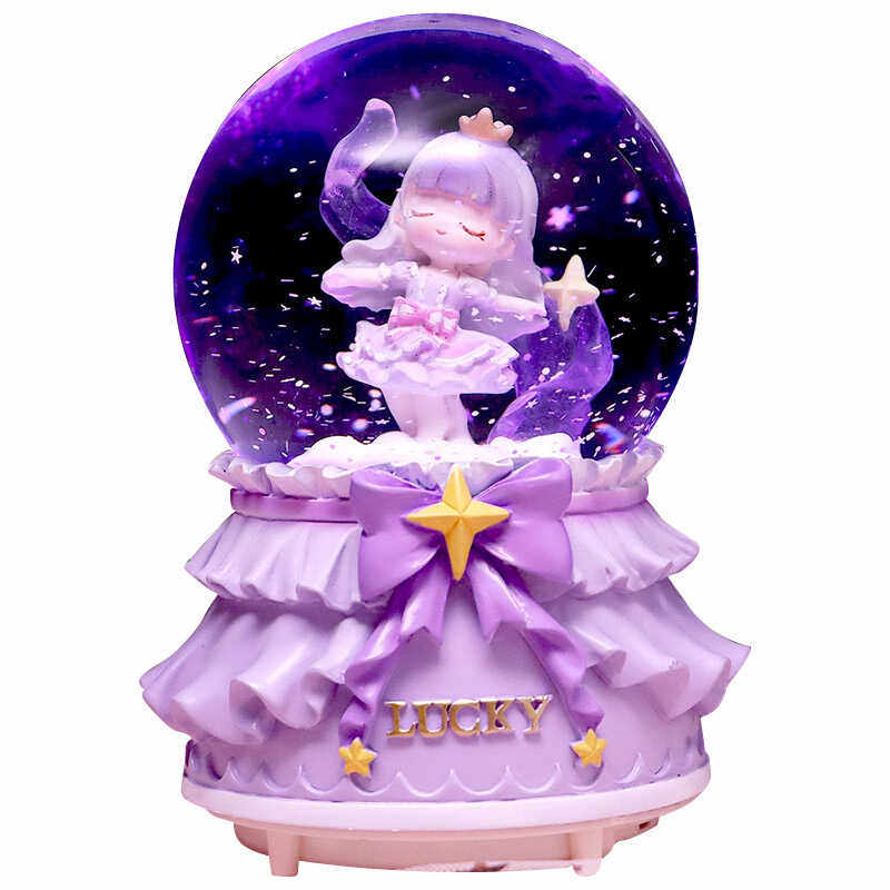 魔卡少女水晶球音乐盒天使女孩旋转八音盒公主摆件儿童女生日礼物