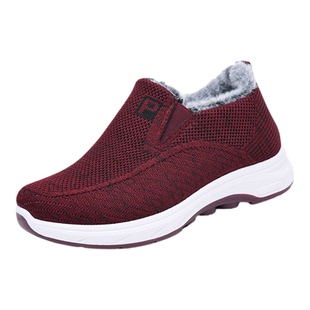 冬季加绒中老年妈妈二棉鞋老北京布鞋女款一脚蹬休闲运动鞋不闷脚