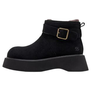 星期六雪地靴女款冬季加绒加厚2025新款厚底增高保暖短靴黑色棉鞋
