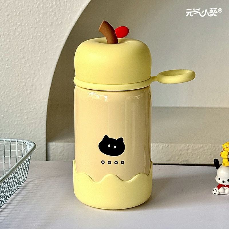 可爱黄色小猫保温杯316不锈钢女生高颜值2025新款学生便携小巧杯