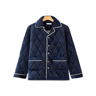 冬季男士加绒加厚夹棉睡衣上半身居家珊瑚绒男款家居服男单件上衣